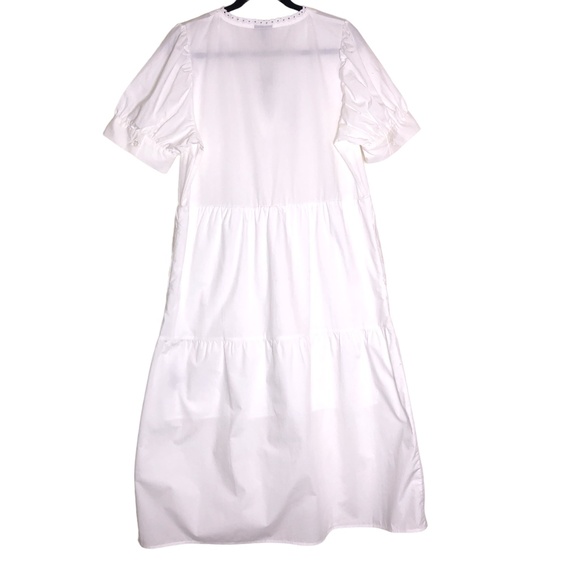 Who What Wear DemiTiered White Puff Short Sleeve Dress w/Pockets Size Large - Picture 5 of 12